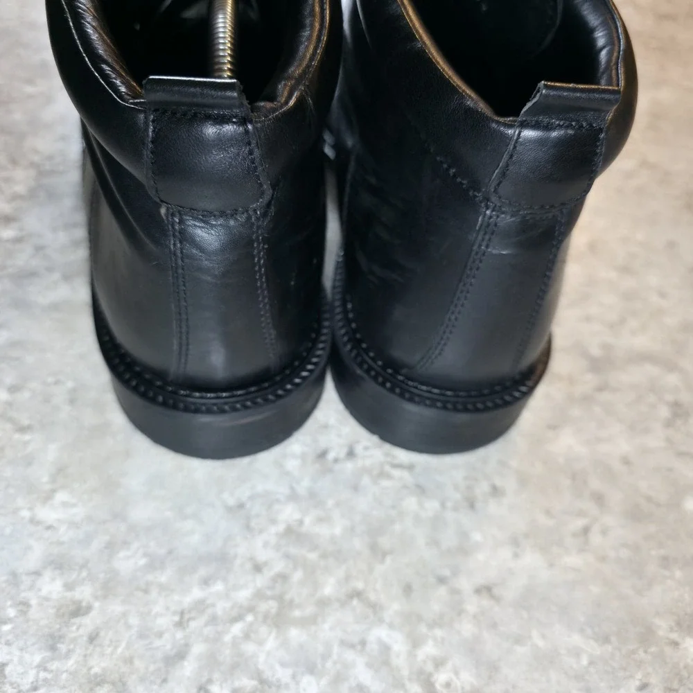 Vintage Florsheim Ankle Boots Chukka Moc Toe Black Leather Mens 12 Made In Italy